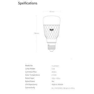 <span class=keywords><strong>Yeelight</strong></span> 8W <span class=keywords><strong>Smart</strong></span> LED Bulb W3 120V Luz blanca Plástico Mi Home App Compatible <span class=keywords><strong>Smart</strong></span> Home Product - Product Image 2