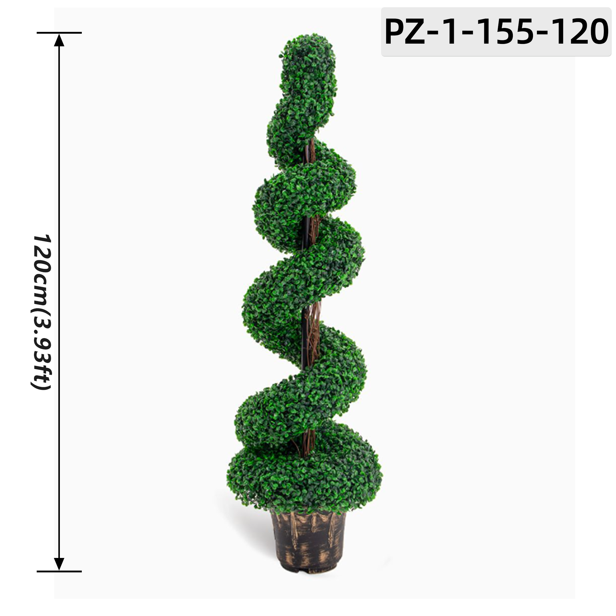 Deep Dark Green Multi-Twist Spiral Boxwood (120cm / 3.93ft)