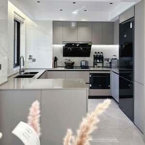 Mueble de Cocina Modular Italiano de Madera Personalizado Moderno con Melamina, Encimera de Mármol Artificial y Cesta de Cajones - Product Image 3