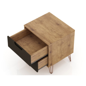 Comodino in legno grigio con gambe in metallo, mobiletto contenitore per camera da letto - Product Image 4