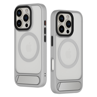 2025 Meilleur vendeur chargeur sans fil magnétique de luxe IPhone16 Pro Max étuis pour téléphone portable avec support en métal invisible et housses de sac