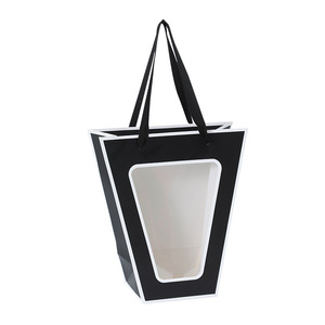 Bolsa de Regalo Ecológica, Resistente y Elegante, de Cartón Blanco con Ventana Transparente, para Flores Frescas, Snacks, Cumpleaños, Qixi - Product Image 5