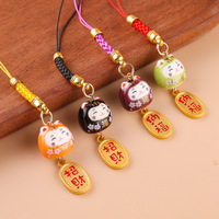 Porte-clés en céramique, chat porte-bonheur japonais, porte-bonheur, pendentif amulette fengshui, porte-bonheur, porte-bonheur