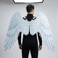 Ailes d'ange réutilisables légères aspect plume blanche, accessoire de costume pour Halloween, cosplay, carnaval, fête
