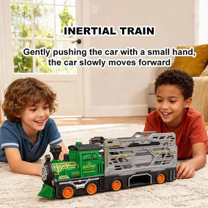 Tren Pequeño para Niños, Juguete de Pista DIY, Tren de Transporte de Inercia, Coche de Arrastre con Retorno Automático, Juguetes de Coche de Fricción Pequeños para Niños - Product Image 5