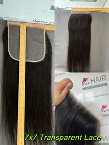 Fermetures en dentelle transparente couleur noir naturel 2x6 4x4 5x5 6x6 7x7 - Product Image 4