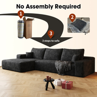 Cloud Ecksofa L-Form Chaiselongue Plüsch-Cord Modulares Konvertierbares Tiefsitz-Sofa 107 Zoll Schlafsofa Ohne Montage Wohnzimmer OEM