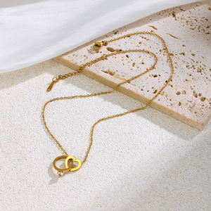 Nuevo Collar con Colgante en Forma de Corazón con Circonita, Estilo Minimalista, Cadena de Bambú, Acero Inoxidable, Apto para <span class=keywords><strong>Mujeres</strong></span>, a la Moda, Estilo <span class=keywords><strong>Instagram</strong></span> - Product Image 3