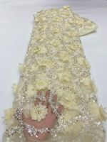 NI.AI Nouveau design Tissu en dentelle brodée 3D à fleurs, dentelle à sequins, dentelle perlée, tissu en maille à sequins