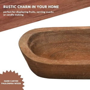 Çevre Dostu Retro Kır Evi Tarzı Ev Tipi Ahşap Hamur Kabı Dekoratif Oval Mumluk Tabanı El Yapımı Ahşap Kase - Product Image 2
