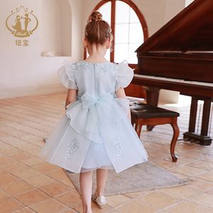 Nhanh nhẹn bán buôn màu xanh Organza ren Fluffy ngọt ngào hoa cô gái Dresses công chúa sinh nhật choàng trẻ em Evening Party gown quần áo - Product Image 5