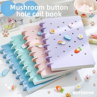 Carnet d'étudiant décoratif 3D A5 à feuilles mobiles, avec pages intérieures remplaçables DIY à motif champignon et boutonnière, pour usage en classe