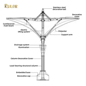 Parapluie pliant électrique pour jardin Parapluie tulipe extérieur pour patio