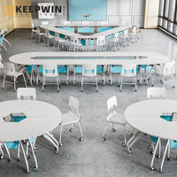 Table de formation pliante en métal mobile de conception simple de pièce de bureau moderne avec des roues