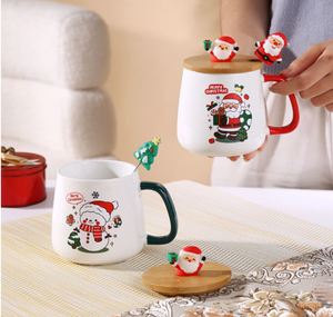 Cartoon Santa Claus Design Christmas Ceramic <b>Coffee</b> Mug Lid <b>Spoon</b> Christmas Hand Cup Mug Gift Box Factory Direct Sale Customize - Product Image 5