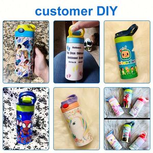 Bouteille d'eau isotherme en acier inoxydable de 12 oz pour enfants, avec couvercle rabattable, vierge, pour sublimation, en provenance de notre entrepôt américain - Product Image 4