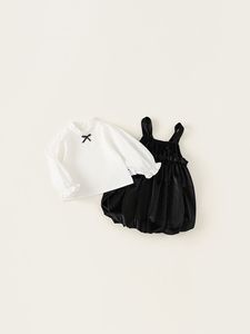 Traje de primavera y otoño para niñas, Vestido de manga larga, falda con lazo para niños, 2 piezas, ropa de moda para bebés y niños - Product Image 2
