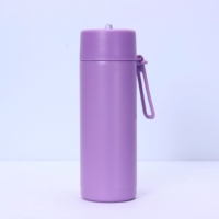Termo Aislado de Acero Inoxidable 304 de Estilo Simple de 22 oz al por Mayor, Taza con Asa de Silicona, Pajita de Plástico, Vaso de Viaje