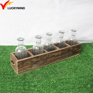 Desktop Plant <span class=keywords><strong>Terrarium</strong></span> mit Glas Reagenzglas Vase Hydro ponic Reagenzglas Pflanzer mit Retro Holz ständer Glas Luft Pflanzer Halter - Product Image 5