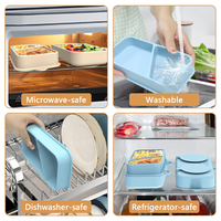 Ensemble d'assiettes pour bébé en silicone sans BPA Boîte à lunch rectangulaire de voyage portable avec aspiration divisée et couvercle pour l'alimentation de bébé