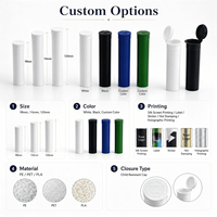 Tube à cigares simple de 98 mm, 109 mm, 116 mm, avec couvercle à ouverture facile, emballage en plastique résistant aux enfants, personnalisé, avec autocollant