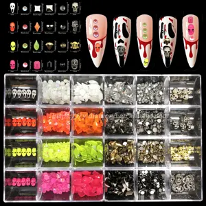 CY Wholesale New Style Metal Nail Jewelry 3d Antic Kawaii Black Skull Nail Charms For Halloween Nails