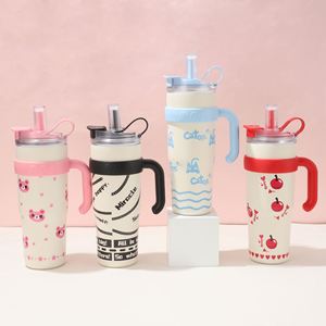 DD4361 Gobelet isotherme portable en acier inoxydable de 40 oz, tasse thermos géante à double paroi avec isolation sous vide, couvercle anti-fuite et poignée, 12-24h - Product Image 1