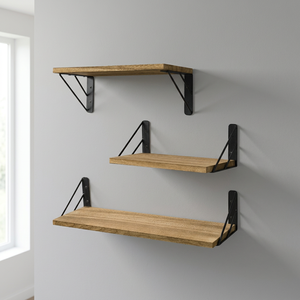 CHANDNI Meubles de maison modernes sur mesure Étagères flottantes en bois massif de haute qualité Ensemble de 3 étagères murales pour le rangement dans le salon - Product Image 3