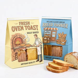 Bolsa de Papel para Llevar Comida, Bolsa de Papel Kraft Biodegradable con Ventana y Cierre Metálico para Tostadas, Nueces, Frutos Secos, Palomitas de Maíz - Product Image 1