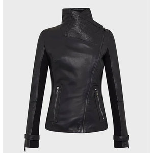 Hot Selling Unique Design Genuine <b>Leather</b> Woven <b>Women's</b> Solid Color Waterproof Breathable Low MOQ Cheap Price <b>Leather</b> <b>Jacket</b> - Product Image 5