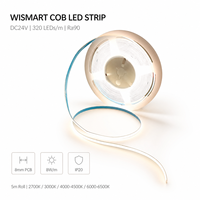 Bande LED COB haute densité WISMART DC24V 320LEDs/m 8mm 8W/m CRI90 IP20 Rouleau de 5m 2700K 3000K 4000K 6500K Lumière linéaire flexible