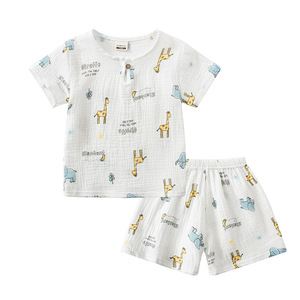 Nouvelle Collection Été 2026 : Ensemble Pyjama Enfant Double Gaze à Manches Courtes Imprimé Dessin Animé – Vêtements d'Intérieur pour Garçons et Filles - Product Image 4
