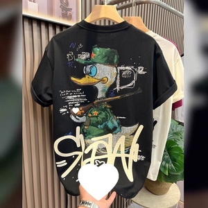 Maglietta Estiva da Uomo <span class=keywords><strong>con</strong></span> Stampa Cartoon, Stile Casual Americano, Girocollo, Manica Corta, Vestibilità Ampia, Trattamento Anti-Piega - Product Image 3