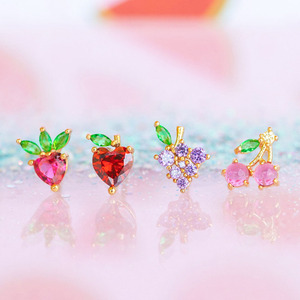 Pendientes Colgantes <span class=keywords><strong>de</strong></span> Acero Inoxidable Freya, Diseño <span class=keywords><strong>de</strong></span> Frutas con Zirconia, Joyería <span class=keywords><strong>de</strong></span> Moda para Mujer, Pendientes para Helix y Labret, Venta al por Mayor - Product Image 3