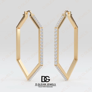 Pendientes de Aro con Diamantes de Moissanita Amarillos y Blancos Certificados por SGL, 4 Quilates, Acabado Pulido, Modernos para Bodas, Fiestas, Regalo - Product Image 3