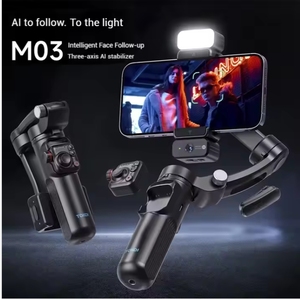 Estabilizador Gimbal Profesional M03 con Seguimiento Facial por IA, 360 Grados, Inteligente, de Tres Ejes, Antivibración, con Micrófono Inalámbrico y Luz de Relleno <span class=keywords><strong>para</strong></span> - Product Image 5