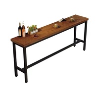 Table de bar commerciale multifonctionnelle contemporaine en bois, étroite, haute, pour balcon, avec combinaison de chaises pour salon de thé et cloison murale