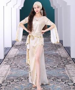 Traje Casual de Danza del Vientre, <span class=keywords><strong>Vestido</strong></span> Largo Estilo <span class=keywords><strong>Egipcio</strong></span> Folclórico Saidi, Incluye Bastón, para Presentaciones de Verano para Mujeres - Product Image 5