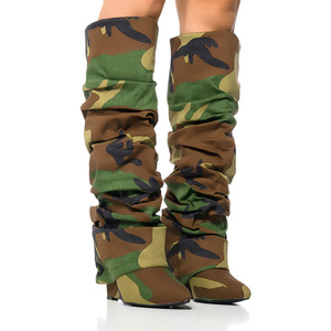 <span class=keywords><strong>Botas</strong></span> <span class=keywords><strong>de</strong></span> moda <span class=keywords><strong>de</strong></span> tacón alto <span class=keywords><strong>de</strong></span> 10 cm para mujer, estilo camuflaje, con tacón inclinado, para comercio transfronterizo - Product Image 6