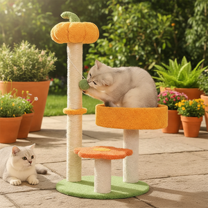 ต้นไม้แมวรูปฟักทอง บ้านแมวแสนสบาย นุ่มฟู พร้อมเสาข่วนทำจากใยไซซอล - Product Image 6