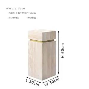 HZX Rustic Antique Natural Stone Half Round Column Plinth Bed Sofa End Beige Travertine Marble Side Table