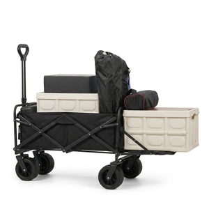 Heavy Duty <b>Foldable</b> Camping Wagon with Rear Opening for Long Items 200kg Capacity Collapsible Outdoor Utility <b>Cart</b> with Off-road - Product Image 2