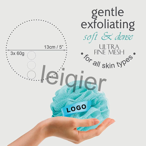 Custom Logo Recycled Bath Sponge Bathroom Shower Ball Accessories Loofa Bath Scrubber Exfoliator Pouf Shower Scrubber Puff - Product Image 2
