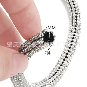 Cordón de malla de aluminio con diamantes de imitación de 2 mm, redondo, de 7 filas, para decoración de accesorios de ropa DIY, adornos de cristal. - Product Image 2