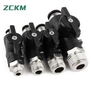 Conectores de Empuje Rápido, Válvula de Bola de Control de Flujo de Aire, Válvula Manual BUC-6 de Plástico Compatible con 10 mm - Product Image 4
