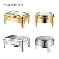 Marmite Chafing Professionnelle Roulante Or Pour Mariage, Chauffe-Plats, Buffet Traiteur en Acier Inoxydable