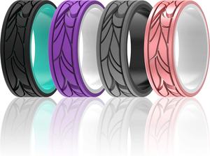 Hochwertiger Damen-Ehering aus Silikon mit geprägtem Muster - Product Image 2