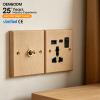 Prise murale antique de type 86, style rétro américain, en bois massif avec levier en laiton noyer noir, interrupteur de prise vieilli pour maison d'hôtes