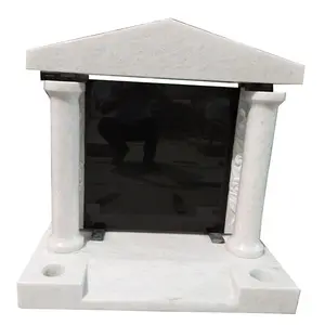 Unique Design China White Marble Gravestone Headstone Tombstone with Temple House Shape