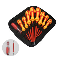 Set Obeng Listrik Magnetik 9 Buah dengan Pegangan Anti-Selip dan 1 Pena Uji Set Obeng Listrik